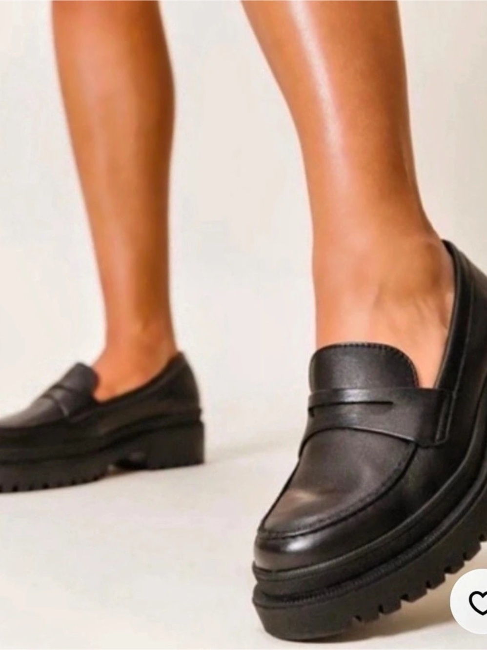 Patina Portland Leather Black Lug Platform Penny Loafers US size 5.5 Women